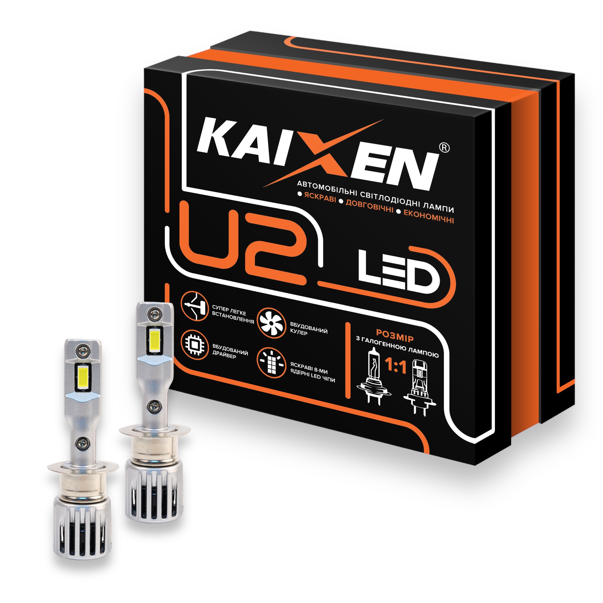 Автомобільні лампи LED H1 6000K 30W KAIXEN U2