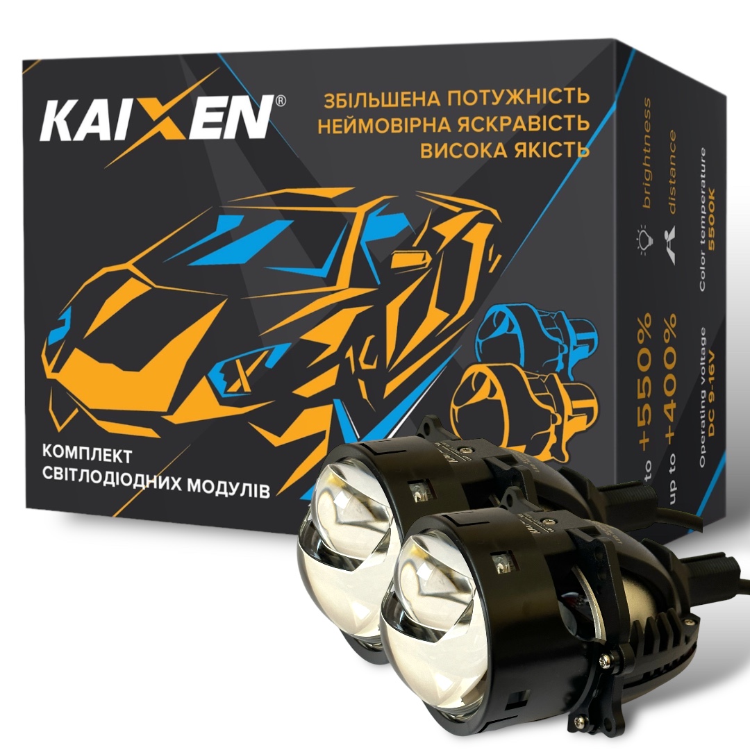 Автомобільні Bi-led лінзи 3.0 дюйми Kaixen X6 3 Black King Kong